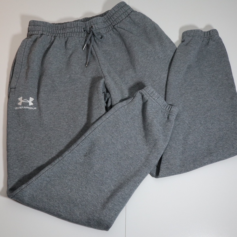 Under Armour Sweatpants Mens Medium Gray Fleece Joggers Pockets Drawstring